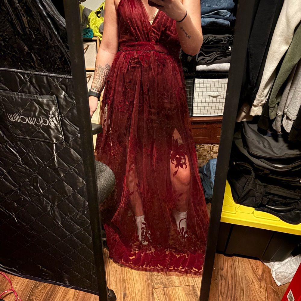 Elegant Burgundy Evening Gown